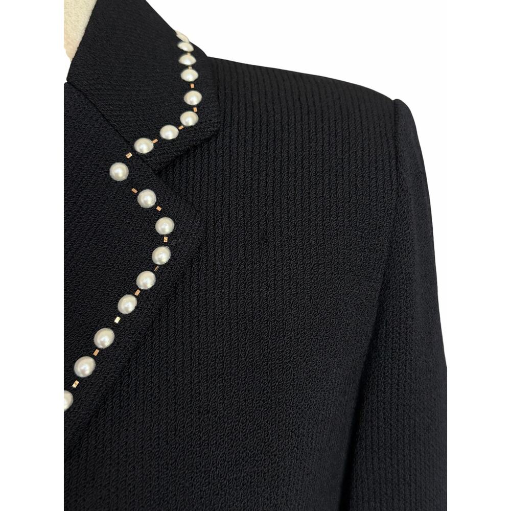 St. John Evening Santana Knit Pearl Button Down Jacket Black Size 4 Old Money - Picture 7 of 11
